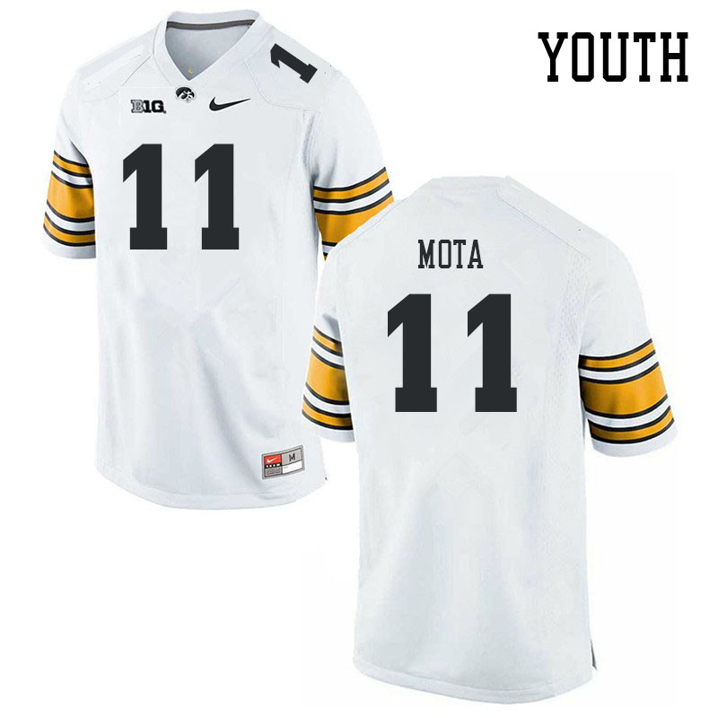 Youth #11 Alex Mota Iowa Hawkeyes College Football Jerseys Stitched Sale-White